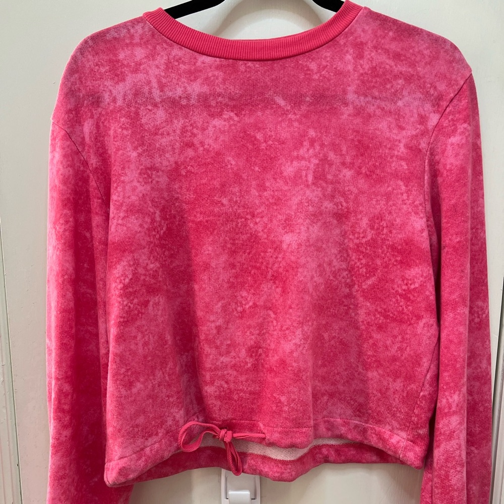 NWOT Z by Zella Nordstrom Pink Tie-dye long sleeve crop top with tie string